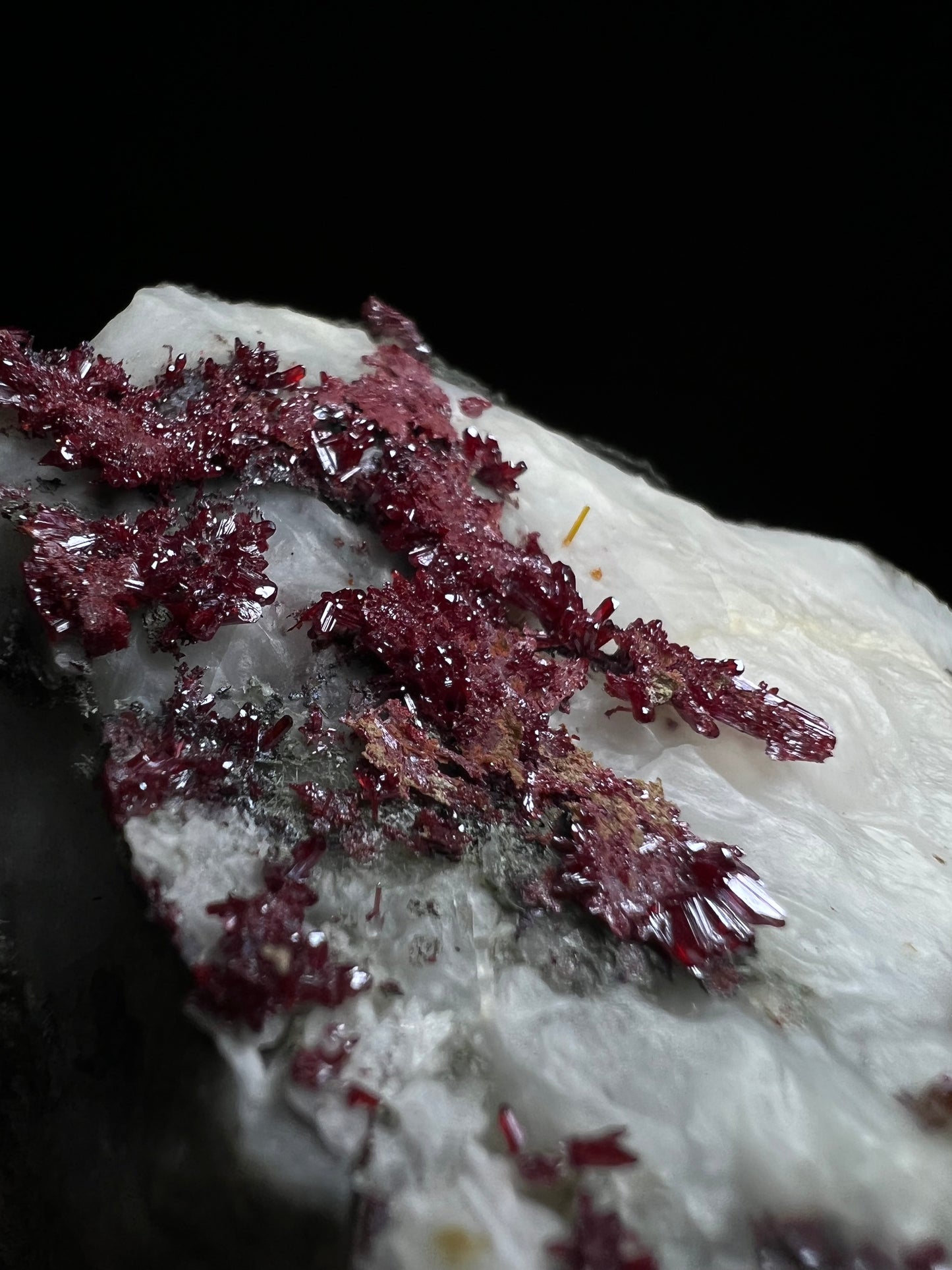 Outstanding Rare Proustite With Skeletal Formation Silver On Calcite From Bouismas Mine, Draa-Tafilalet, Morocco- Collectors Piece