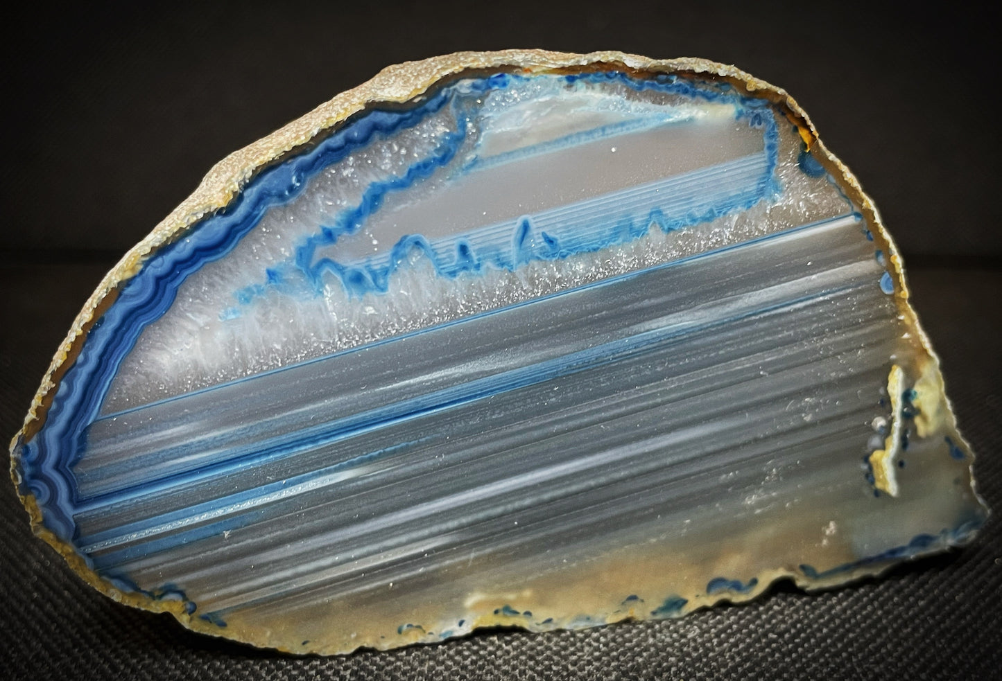 Gorgeous Polished Dyed Blue Agate Geode Crystal Home Décor Statement piece