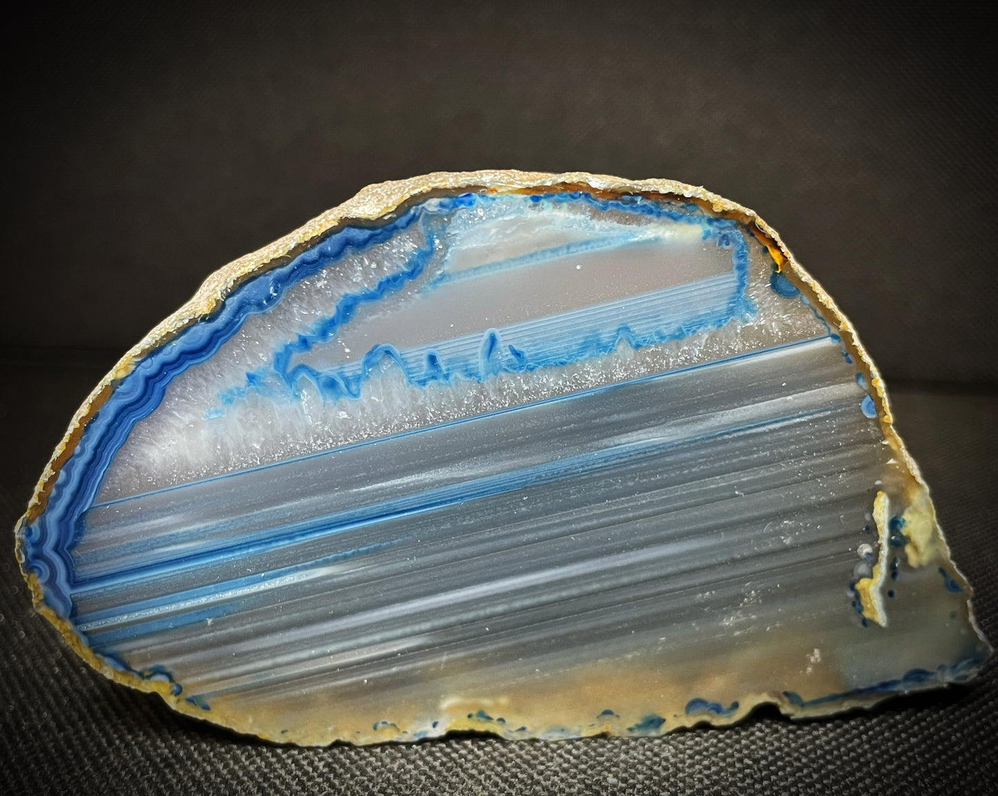 Gorgeous Polished Dyed Blue Agate Geode Crystal Home Décor Statement piece