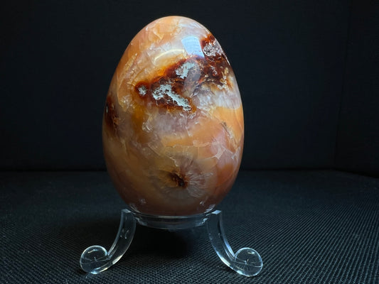 Polished Carnelian Egg From Madagascar- Home Décor, Statement Piece, Crystal Healing (Stand Included)