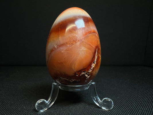 Polished Carnelian Egg From Madagascar- Home Décor, Statement Piece, Crystal Healing (Stand Included)