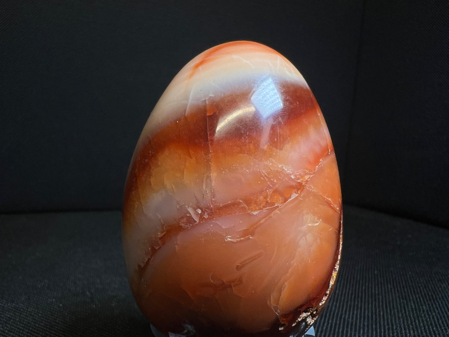 Polished Carnelian Egg From Madagascar- Home Décor, Statement Piece, Crystal Healing (Stand Included)