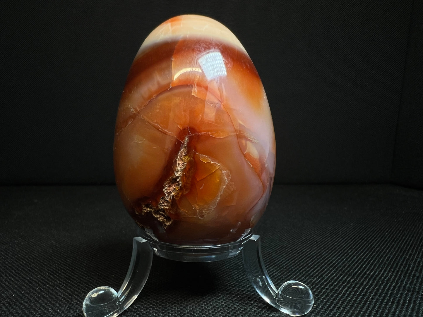 Polished Carnelian Egg From Madagascar- Home Décor, Statement Piece, Crystal Healing (Stand Included)