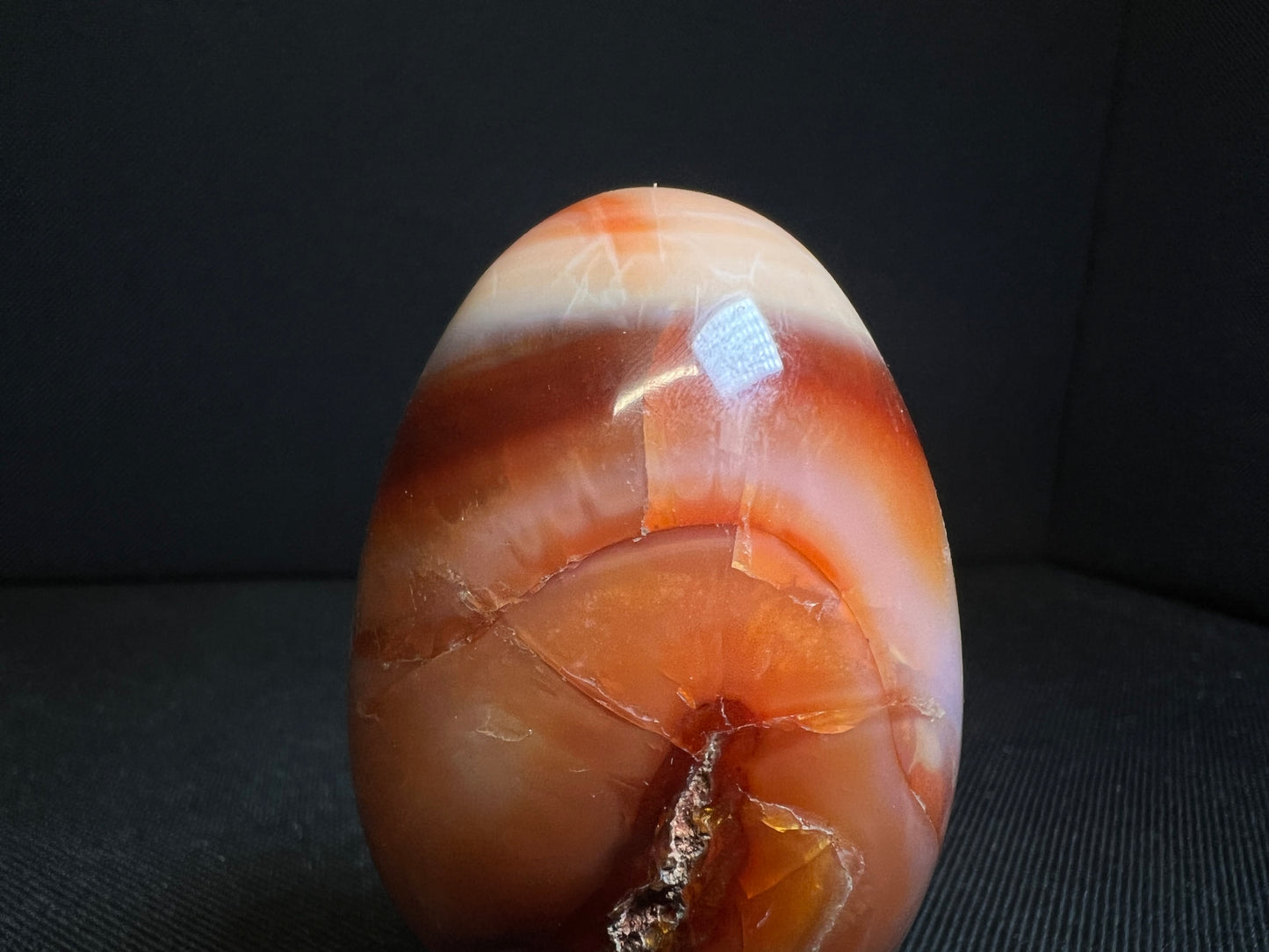 Polished Carnelian Egg From Madagascar- Home Décor, Statement Piece, Crystal Healing (Stand Included)