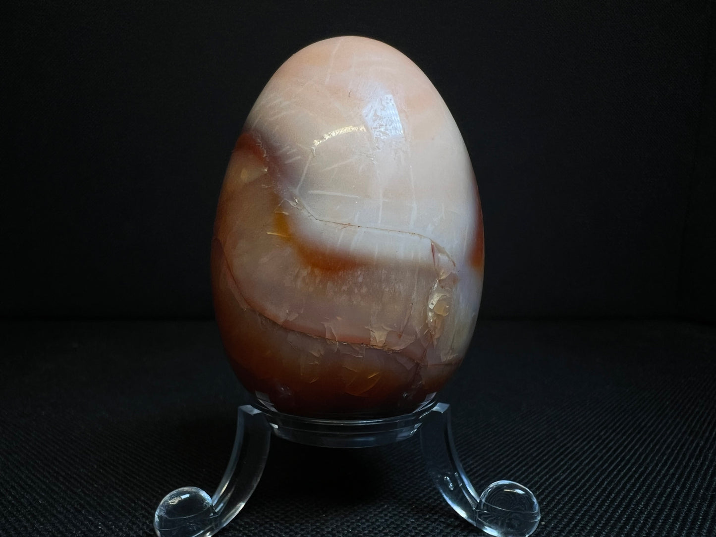 Polished Carnelian Egg From Madagascar- Home Décor, Statement Piece, Crystal Healing (Stand Included)