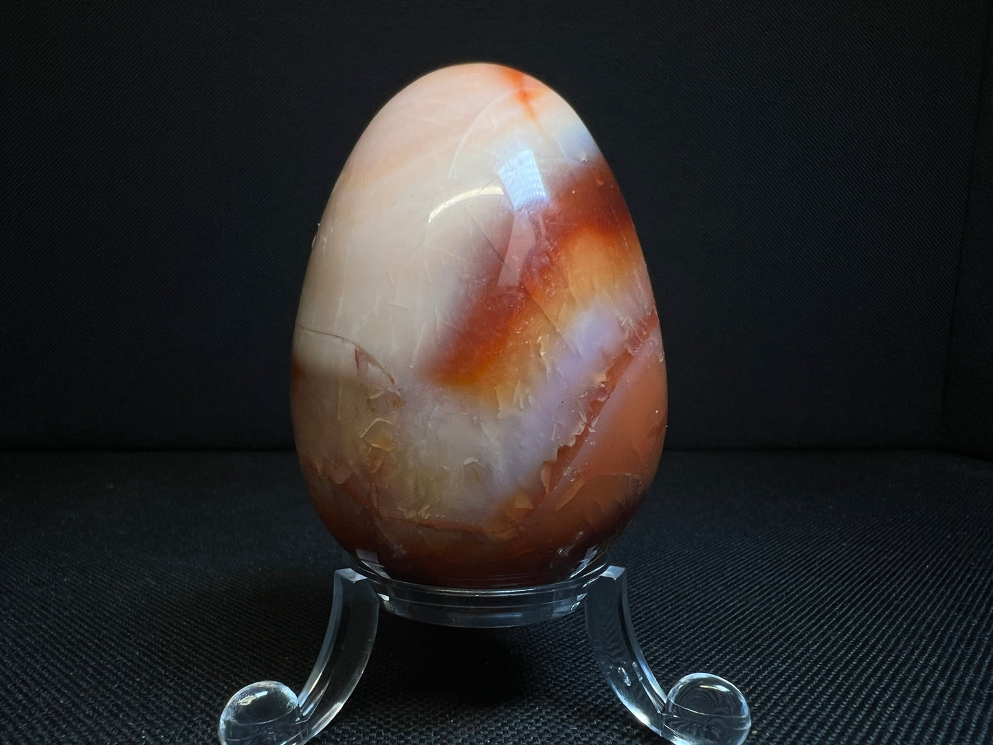 Polished Carnelian Egg From Madagascar- Home Décor, Statement Piece, Crystal Healing (Stand Included)