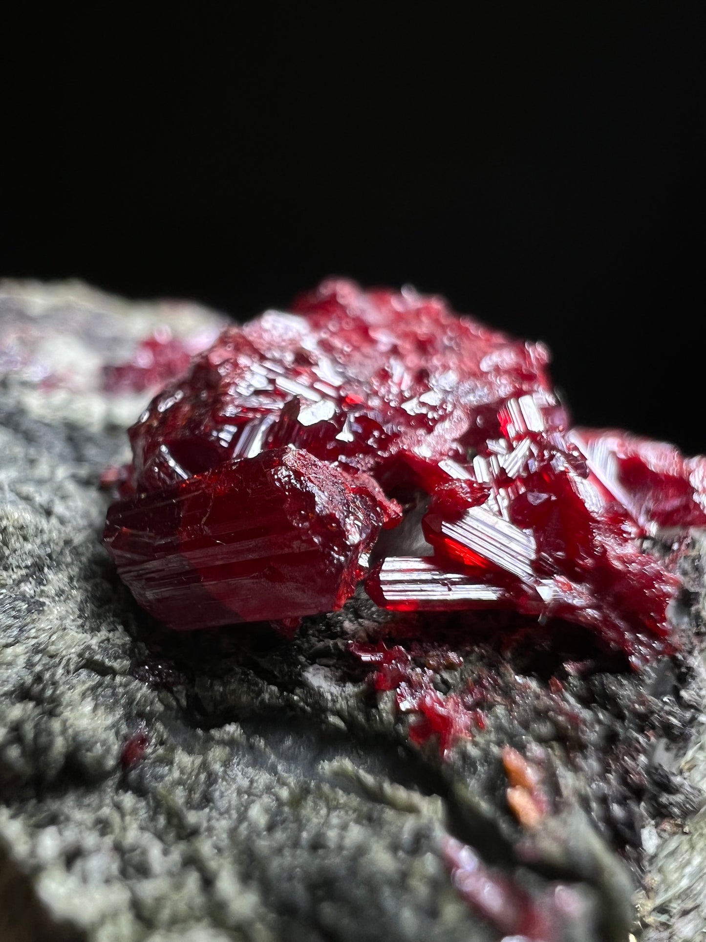 Outstanding Rare Proustite With Skeletal Formation Silver On Calcite From Bouismas Mine, Draa-Tafilalet, Morocco- Collectors Piece