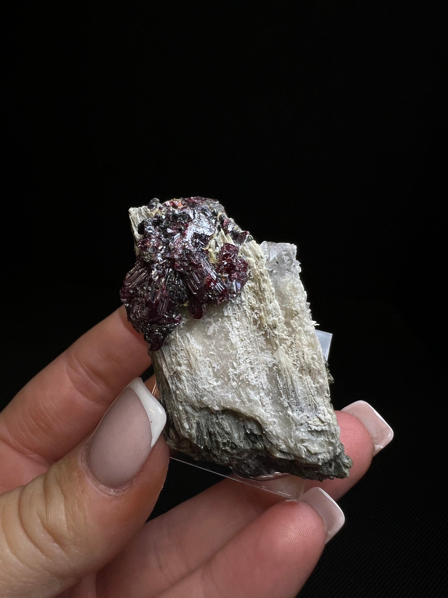 Outstanding Rare Proustite With Skeletal Formation Silver On Calcite From Bouismas Mine, Draa-Tafilalet, Morocco- Collectors Piece