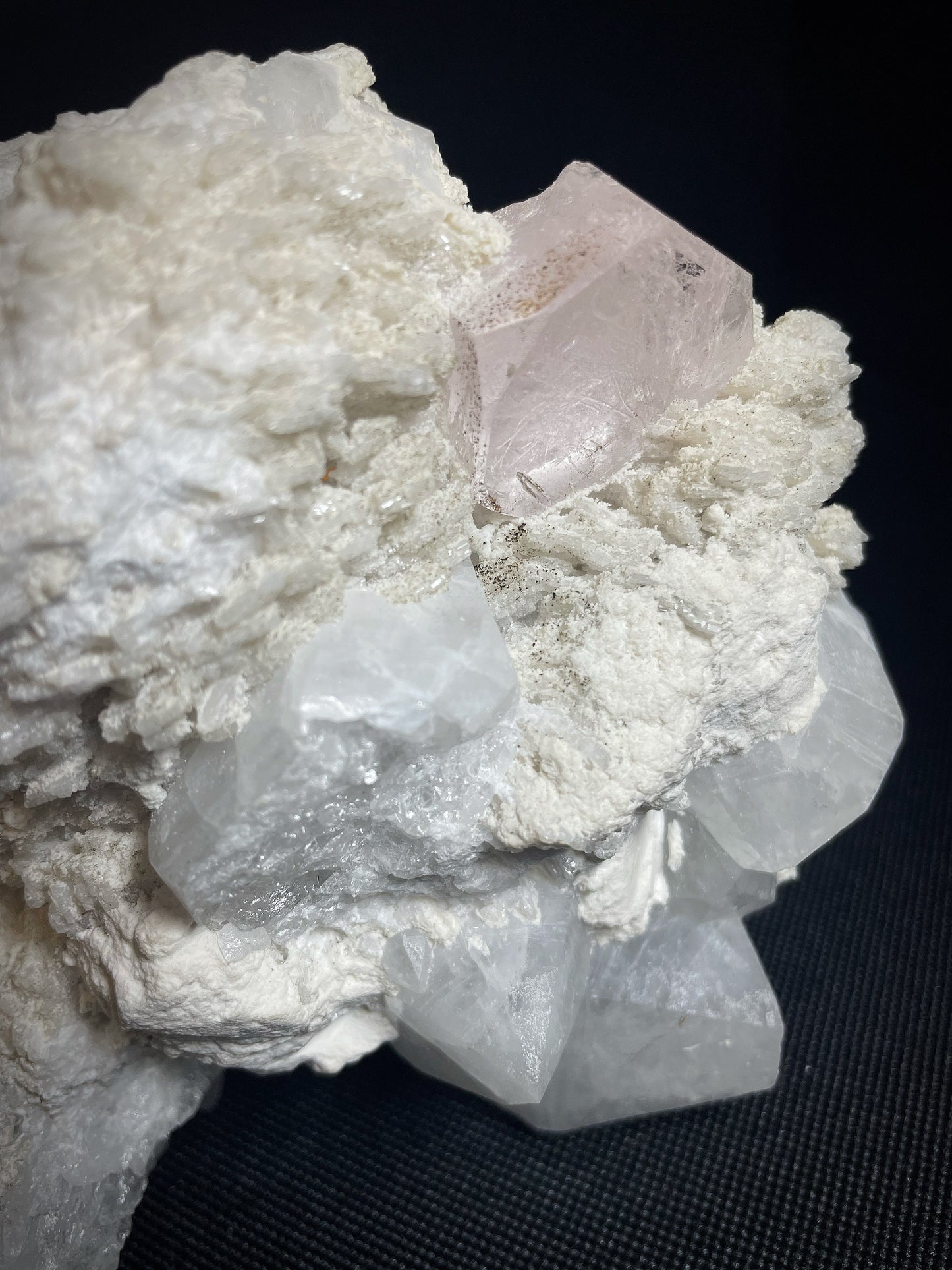 Morganite Perched On Quartz and Mica From Afghanistan
