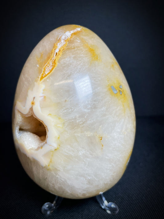 Polished Druzy Carnelian Geode Egg From Madagascar (Stand Included)