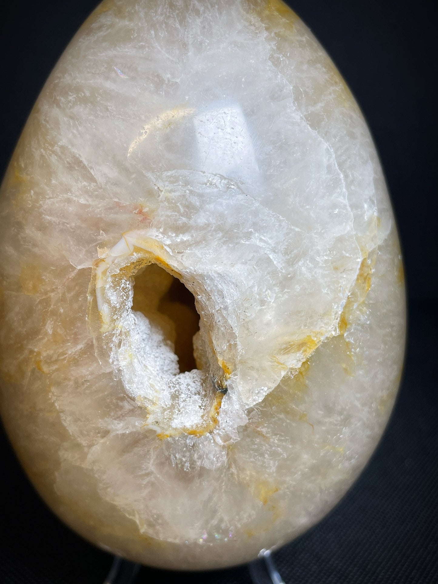 Polished Druzy Carnelian Geode Egg From Madagascar (Stand Included)