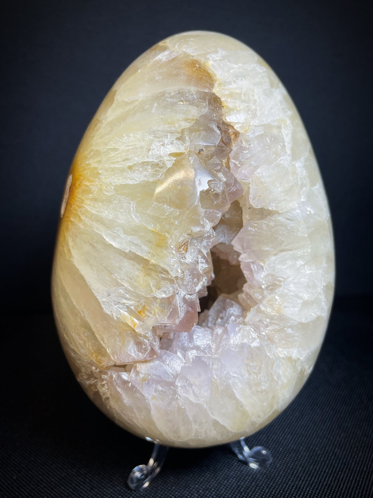 Polished Druzy Carnelian Geode Egg From Madagascar (Stand Included)