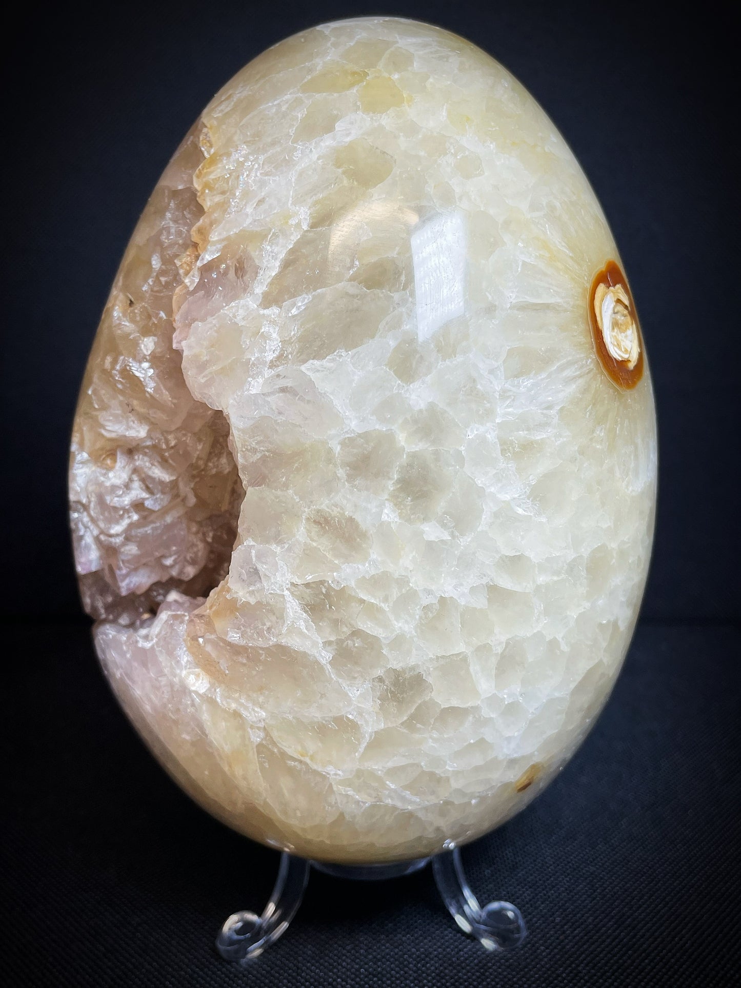 Polished Druzy Carnelian Geode Egg From Madagascar (Stand Included)