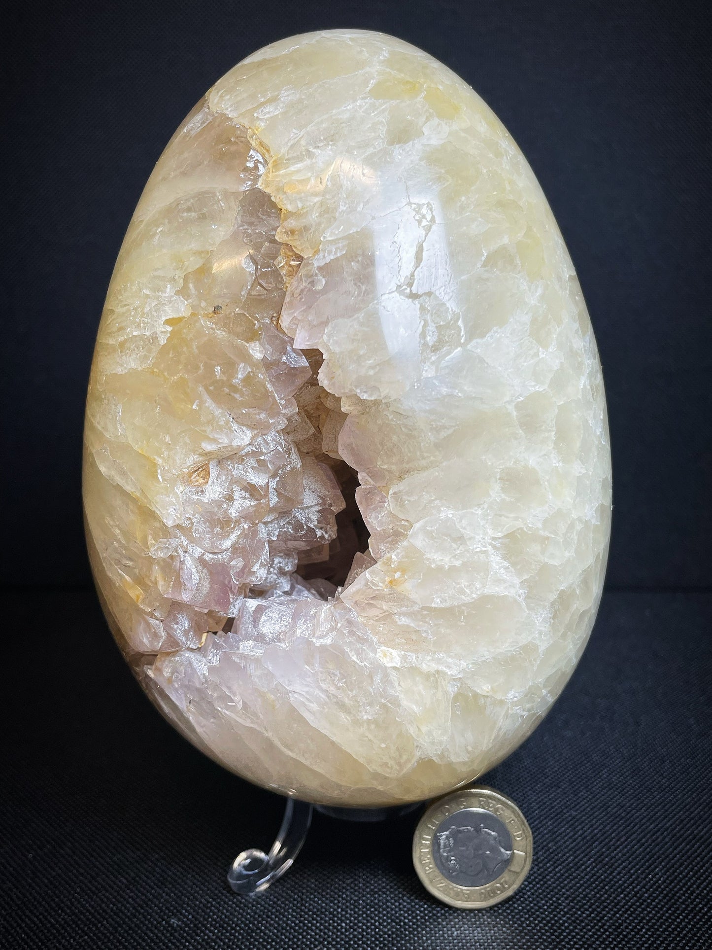 Polished Druzy Carnelian Geode Egg From Madagascar (Stand Included)