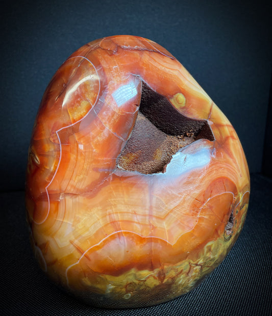 Polished Druzy Carnelian Geode From Madagascar