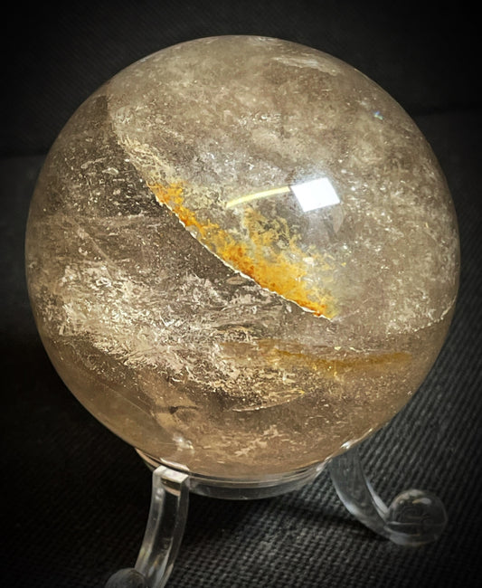 Gorgeous Polished Clear Quartz Sphere Home Décor Statement Piece (Stand Included)