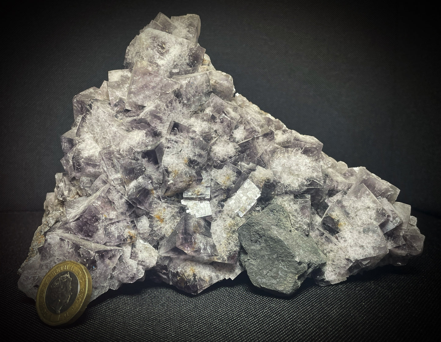 Purple Fluorite Cluster With Galena On Matrix From UK Purple Rain Pocket Mine