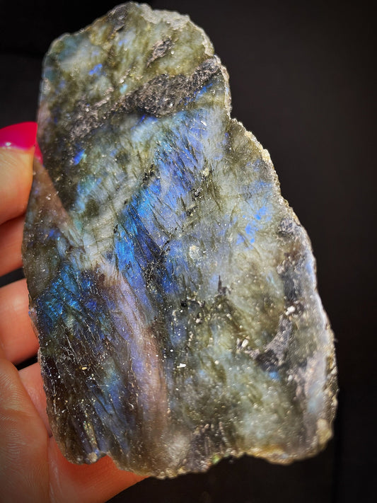 High Quality Half Polished Labradorite Rough Slab Home Décor Statement Piece