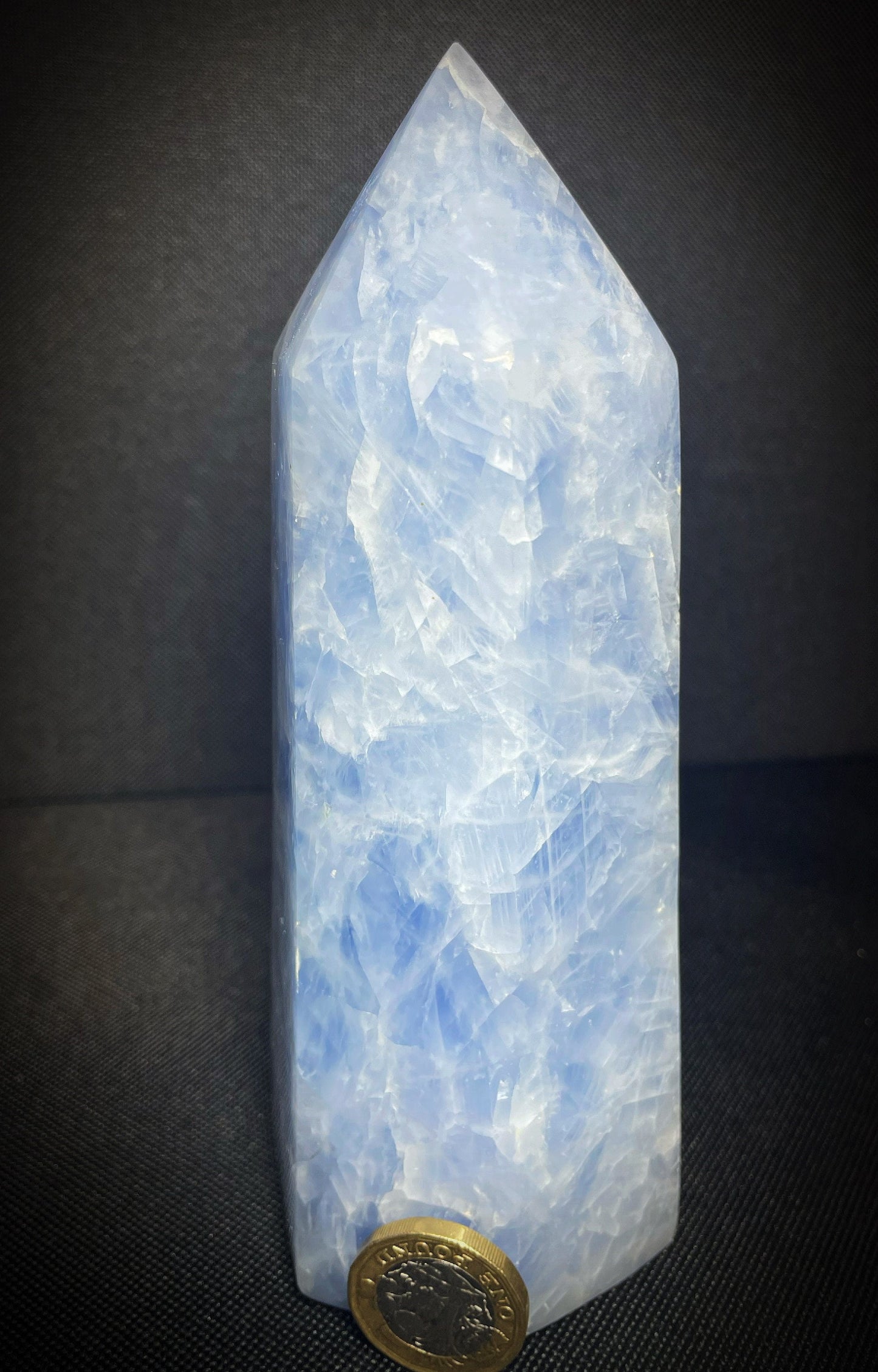 Outstanding Natural Blue Calcite Prism Free Standing Home Décor Statement Piece From Madagascar