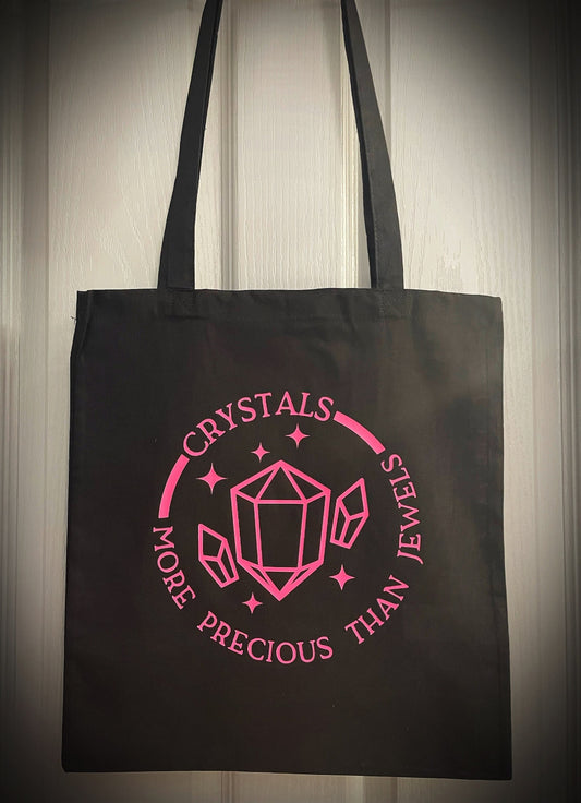 Unique Crystal Quote Pink Tote Bags Perfect Gift (Crystals more precious then jewels)