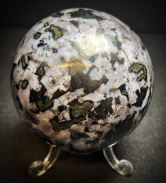 Gorgeous Polished Indigo Gabbro (Mystic Merlinite) Sphere From Madagascar Home Décor (Stand Included)
