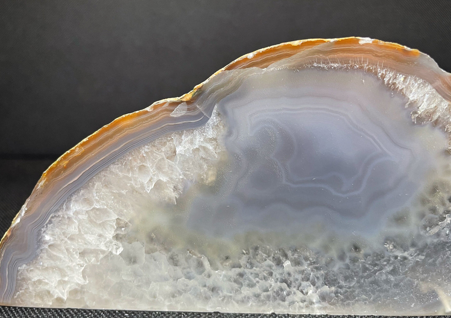 Gorgeous Polished Dyed Grey Agate Geode Crystal Home Décor Statement piece