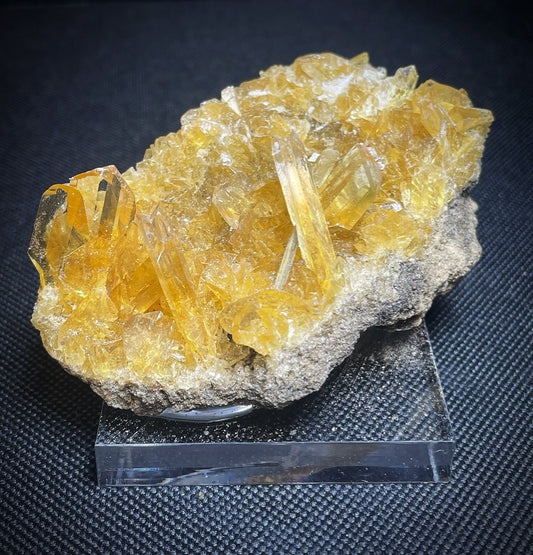 Outstanding Rare Natural Yellow Gypsum Selenite Collectors Piece Statement Piece Stand Included