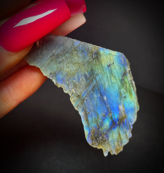 High Quality Half Polished Labradorite Rough Slice Home Décor Statement Piece Sold Individually