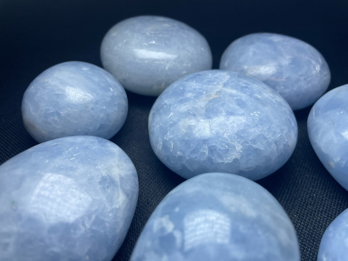 Gorgeous Blue Calcite Palm Stones Bag Home Décor Crystal Healing