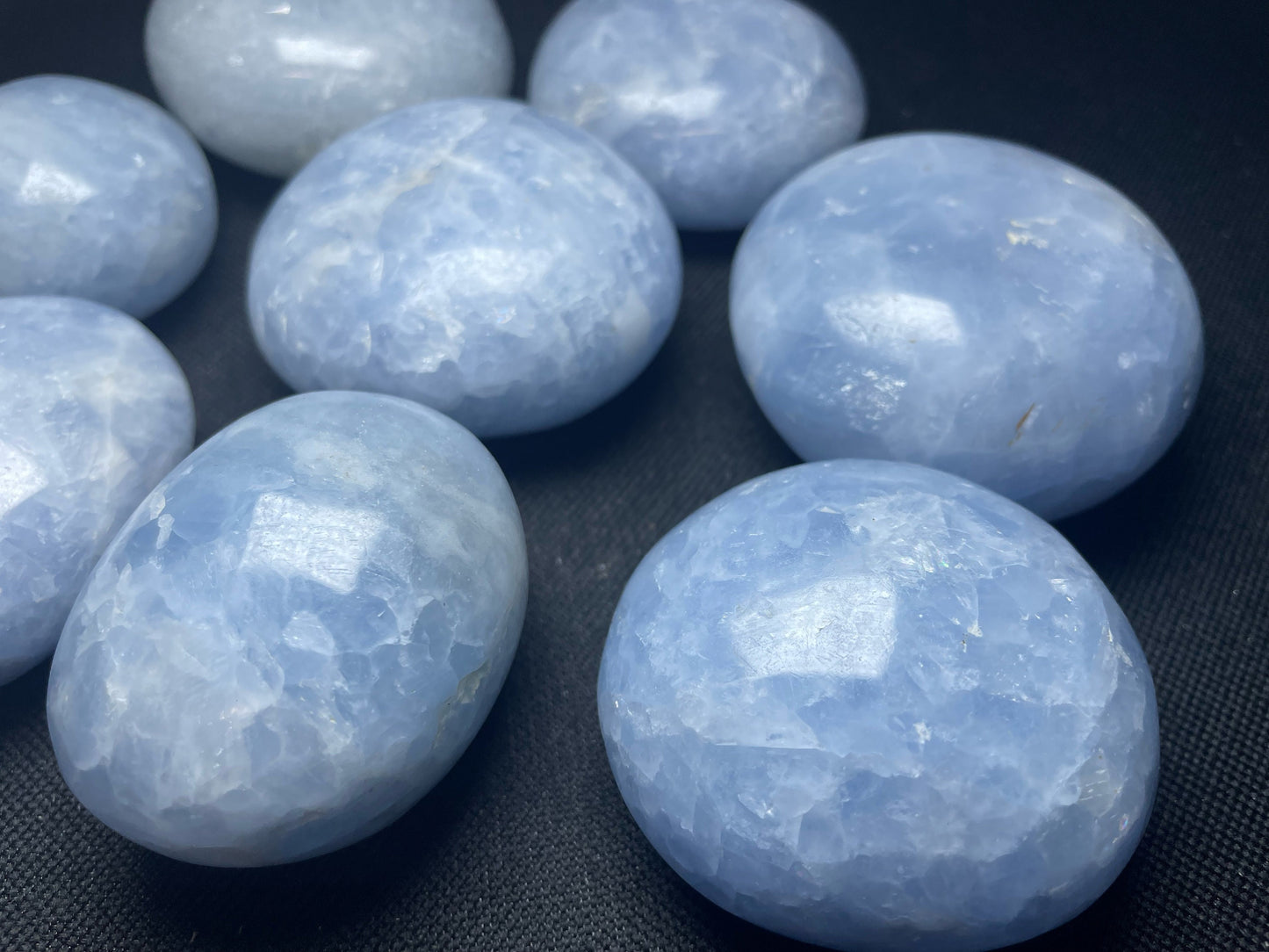 Gorgeous Blue Calcite Palm Stones Bag Home Décor Crystal Healing