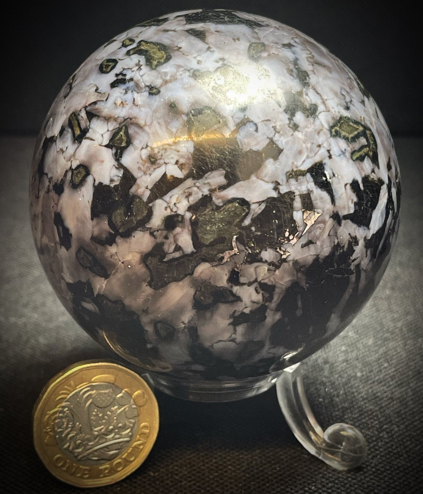 Gorgeous Polished Indigo Gabbro (Mystic Merlinite) Sphere From Madagascar Home Décor (Stand Included)