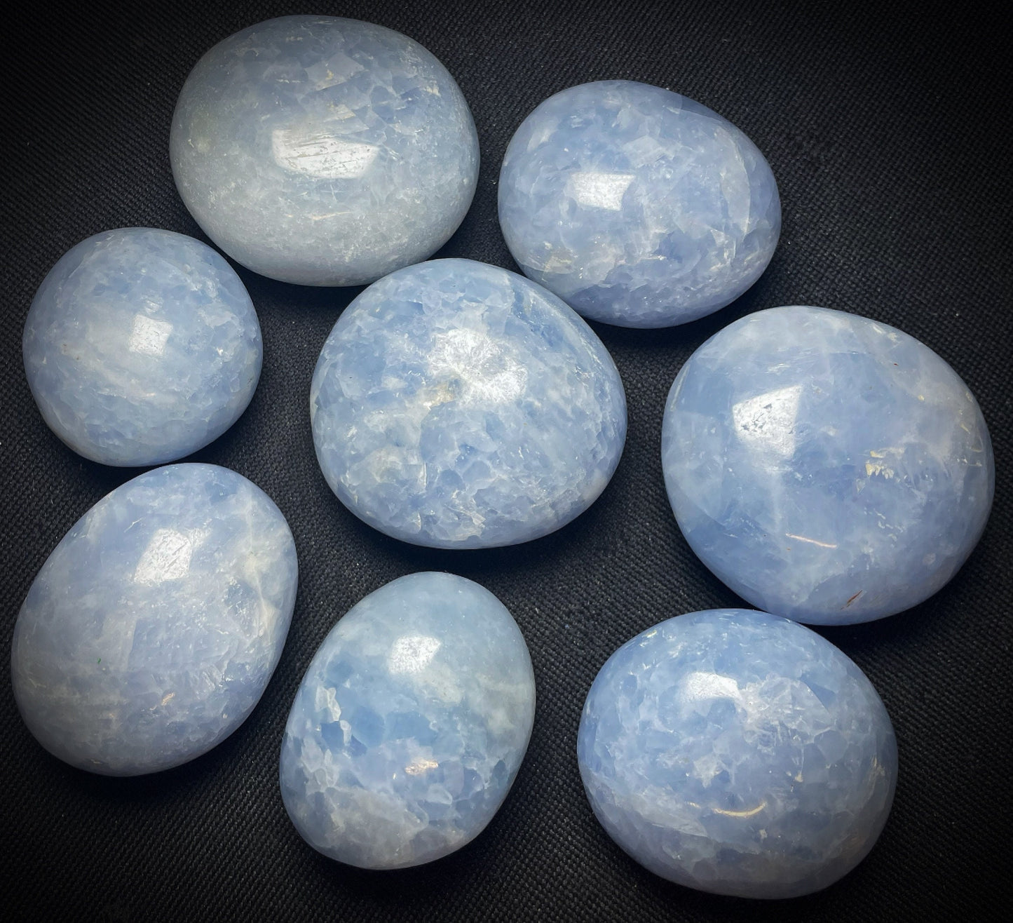 Gorgeous Blue Calcite Palm Stones Bag Home Décor Crystal Healing