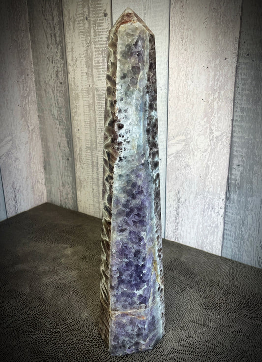Gorgeous Chevron Amethyst Tower Prism Point From Madagascar Statement Piece Perfect Gift