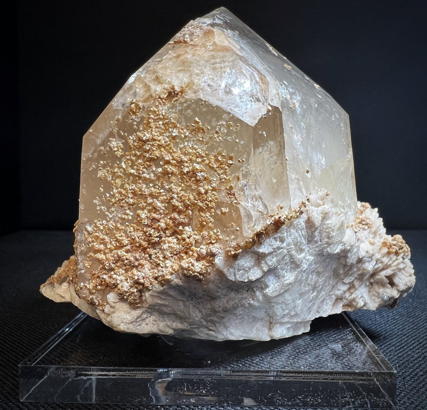 Quartz On Cleavelandite From The Cruzeiro Mine, Minas Gerais, Brazil- Collectors Piece, Home Décor, Gift, Crystal (Stand Included)