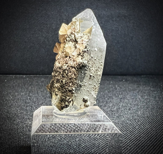 Scheelite On Quartz From Germany (Stand Included) Collectors Piece