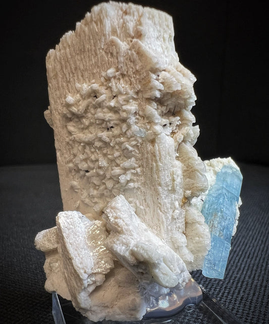 Aquamarine On Feldspar From Erongo Mountains, Karibib, Namibia- Collectors Piece, Crystal Healing, Statement Piece (Stand Included)