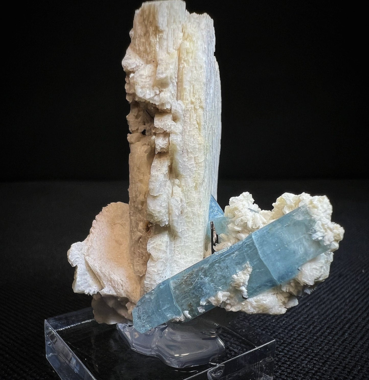 Aquamarine On Feldspar From Erongo Mountains, Karibib, Namibia- Collectors Piece, Crystal Healing, Statement Piece (Stand Included)