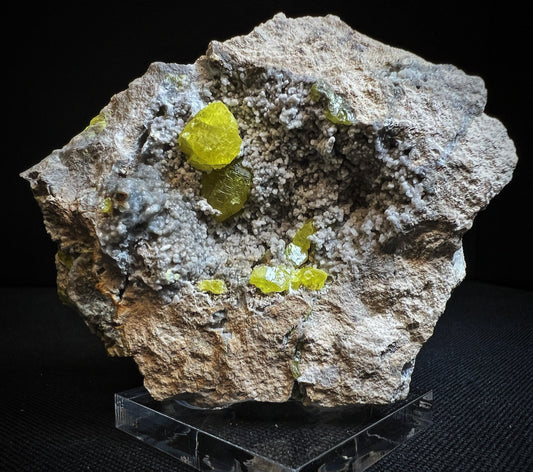 Sulphur With Calcite From Agrigento, Sicily, Italy- Collectors Piece, Statement Piece, Home Décor, Crystal (Stand Included)