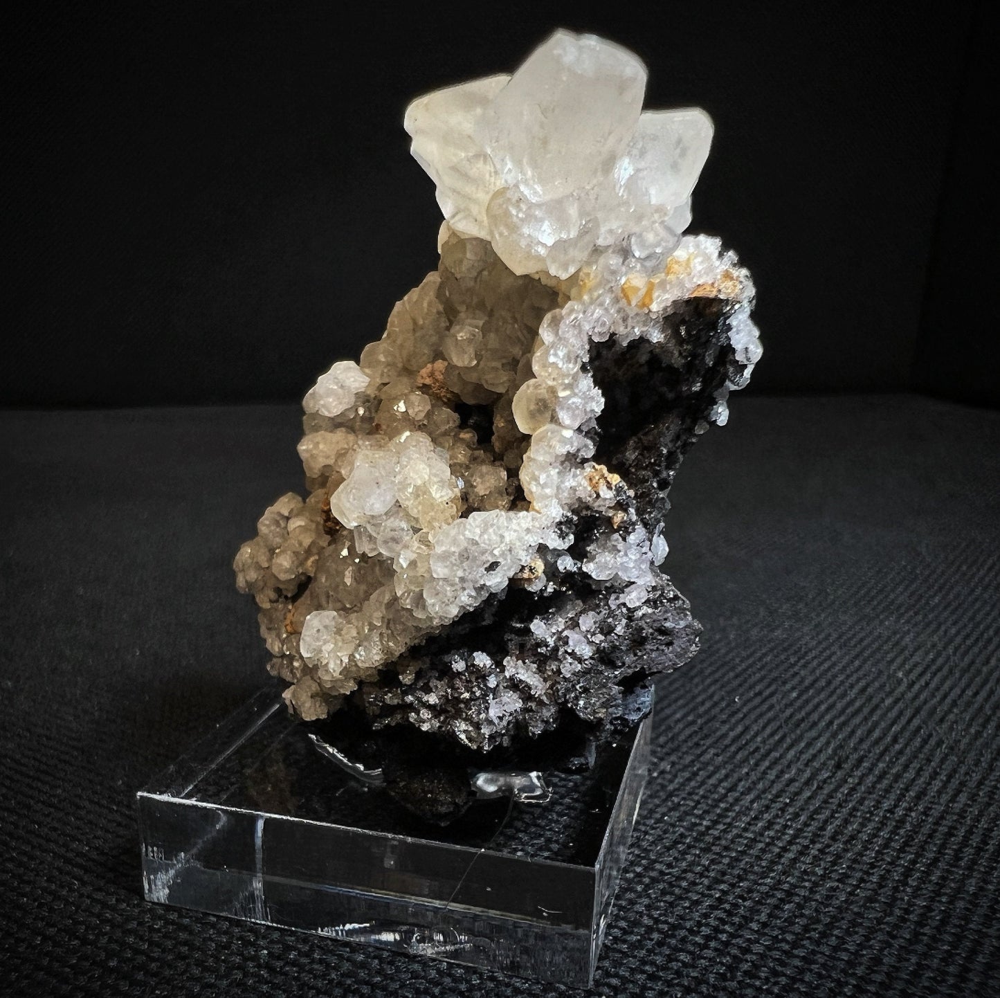 Calcite On Manganite From W'chwaning Mine, Northern Cape, South Africa- Collectors Piece, Statement Piece, Crystal (Stand Included)