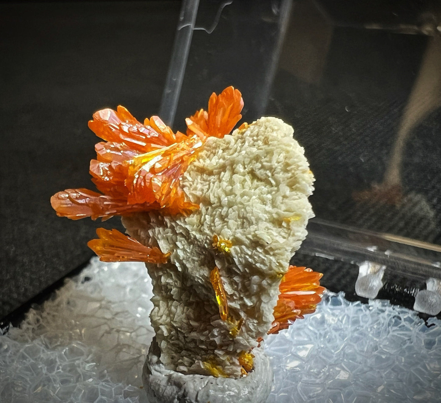 Orpiment On Barite From El'brusskiy Arsenic Mine -Collectors Piece, Home Décor, Gift (Box Included)
