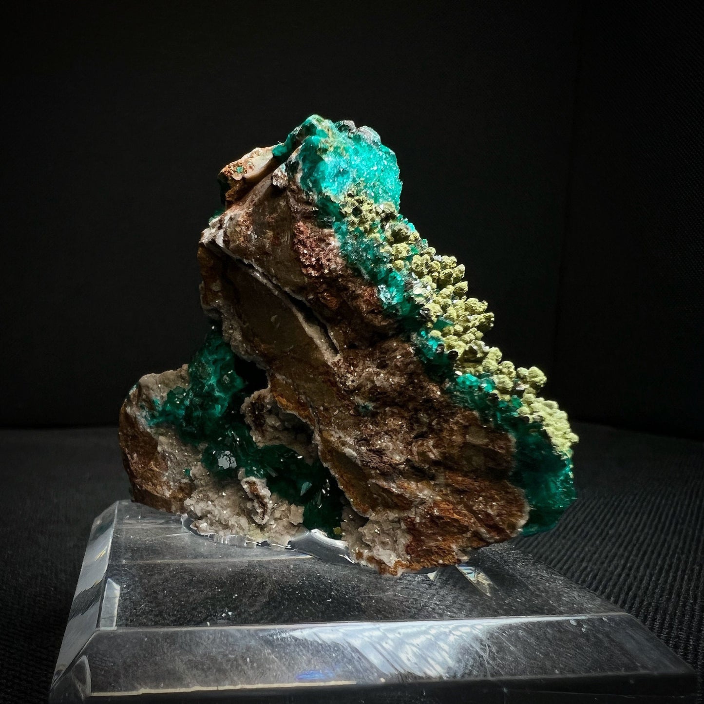 Dioptase With Mimetite From Congo-Collectors Piece, Home Décor, Crystal Healing (Stand Included)