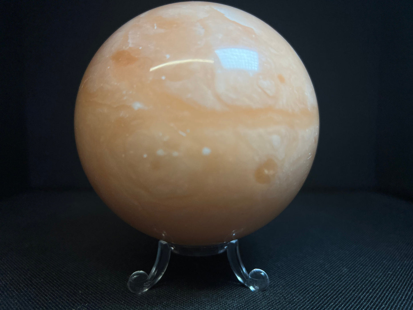 Orange calcite sphere- Home Décor, Statement Piece, Crystal Healing, Gift (Stand Included)