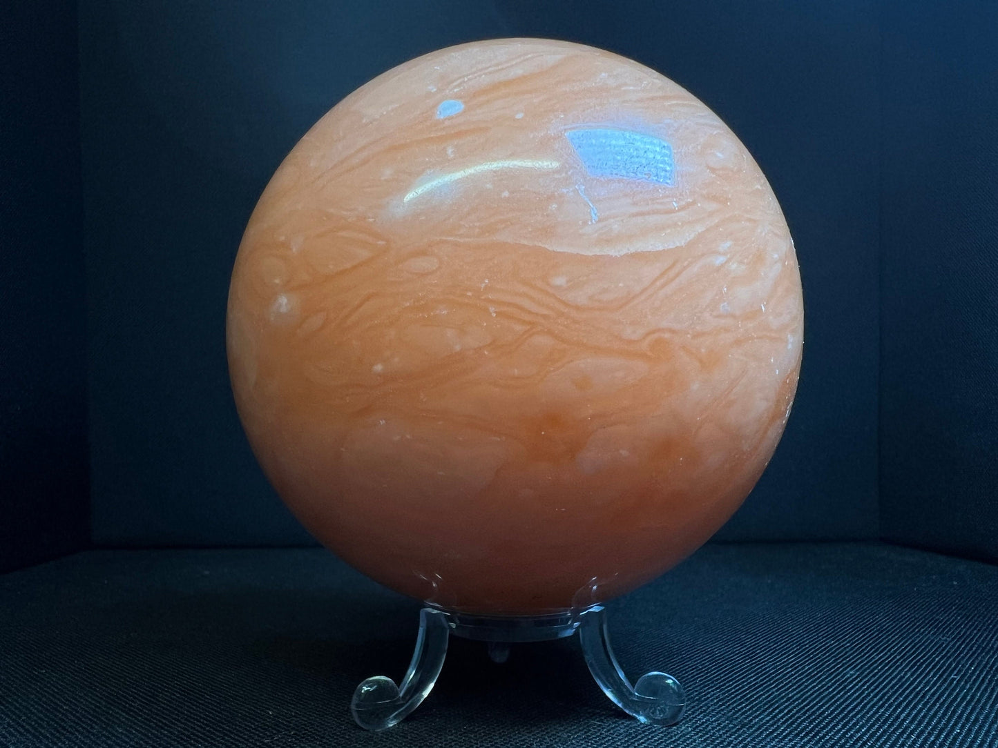 Orange calcite sphere- Home Décor, Statement Piece, Crystal Healing, Gift (Stand Included)