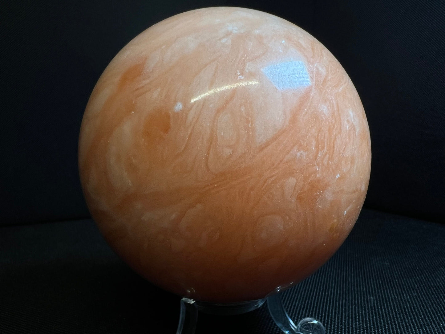 Orange calcite sphere- Home Décor, Statement Piece, Crystal Healing, Gift (Stand Included)