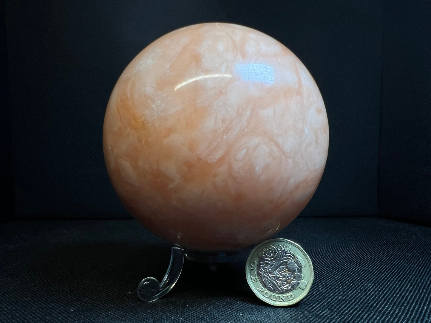 Orange calcite sphere- Home Décor, Statement Piece, Crystal Healing, Gift (Stand Included)