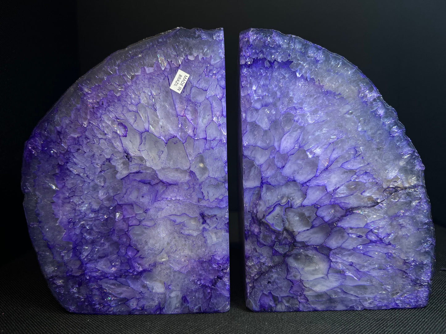 A Pair of Polished Purple Agate Bookends- Statement Piece, Home Décor