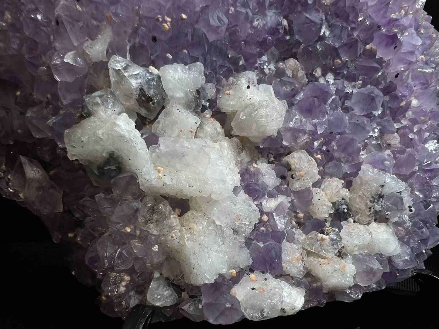 Amethyst Cluster With Calcite And Hematite Inclusions- Statement Piece, Home Decor (Stand Not Included)