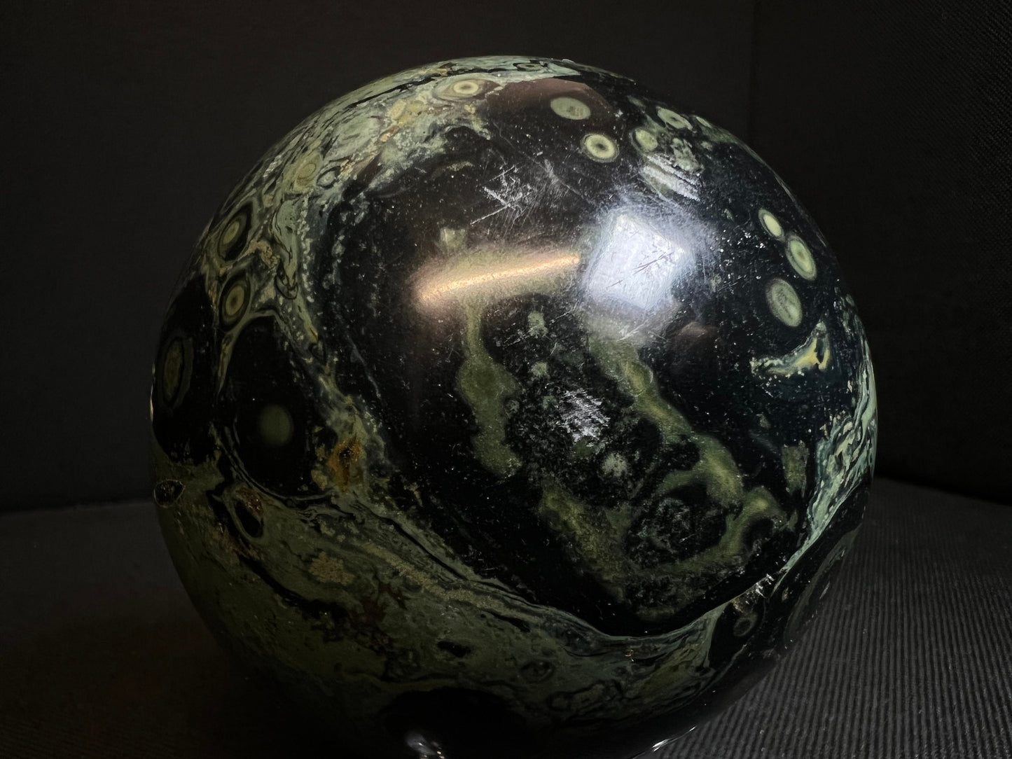 Outstanding Kambaba Jasper Sphere Home Décor Statement Piece (Stand Included)