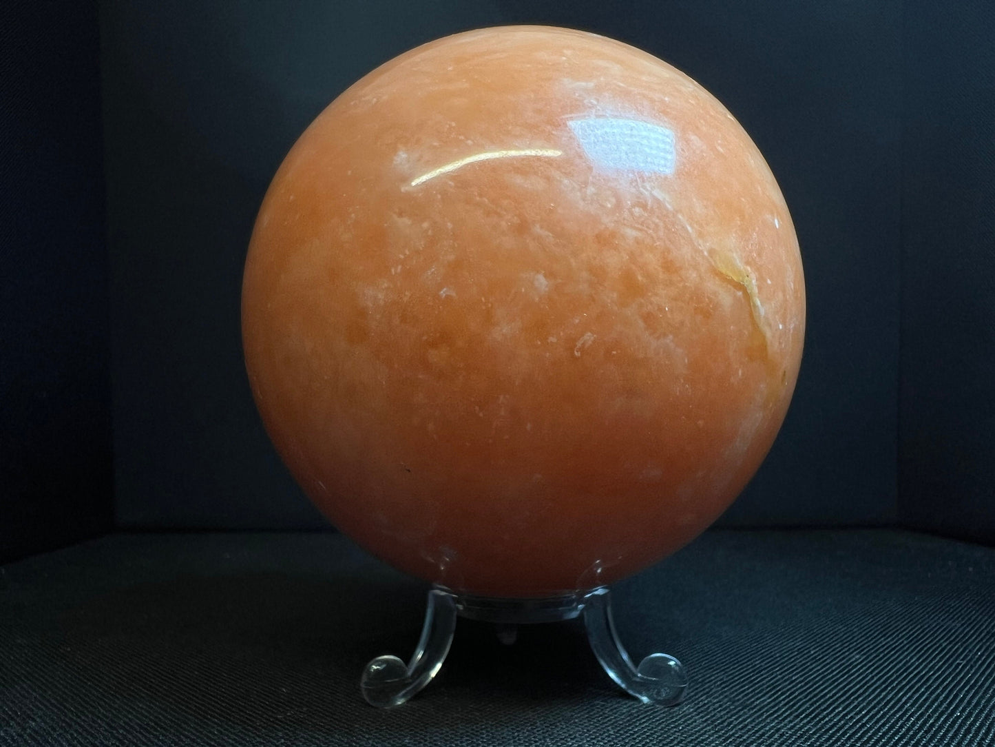 Orange calcite sphere- Home Décor, Statement Piece, Crystal Healing, Gift (Stand Included)