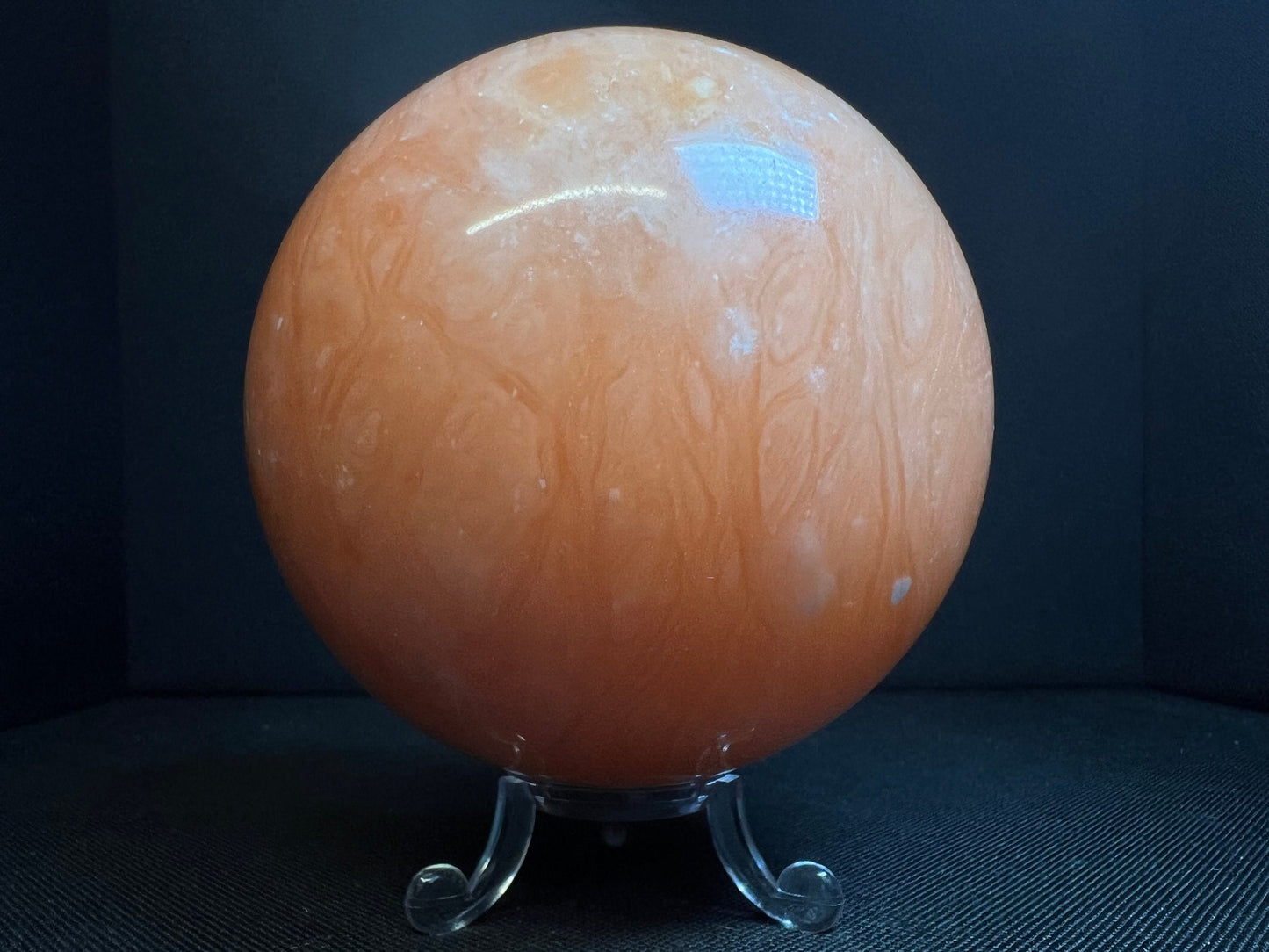 Orange calcite sphere- Home Décor, Statement Piece, Crystal Healing, Gift (Stand Included)